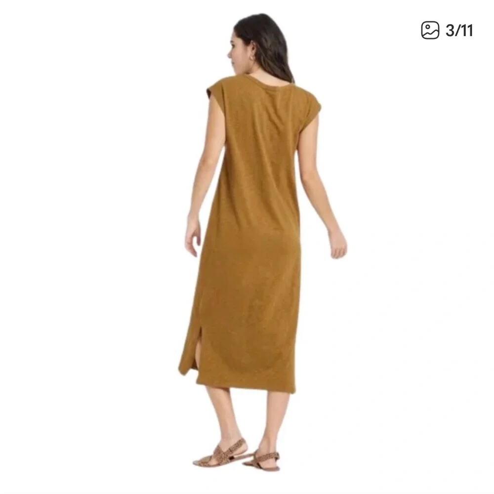 Universal Thread • Slub Knit T-Shirt Sleeveless Rust Mustard Midi Dress XS NWT - Picture 3 of 3